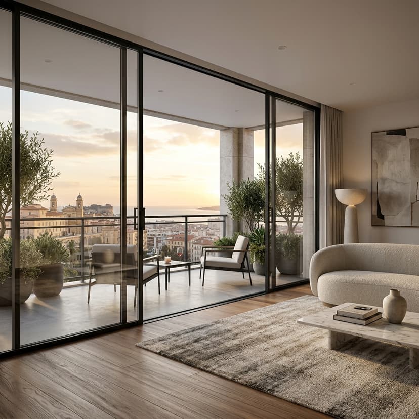 Premium slim-frame aluminium sliding glass system